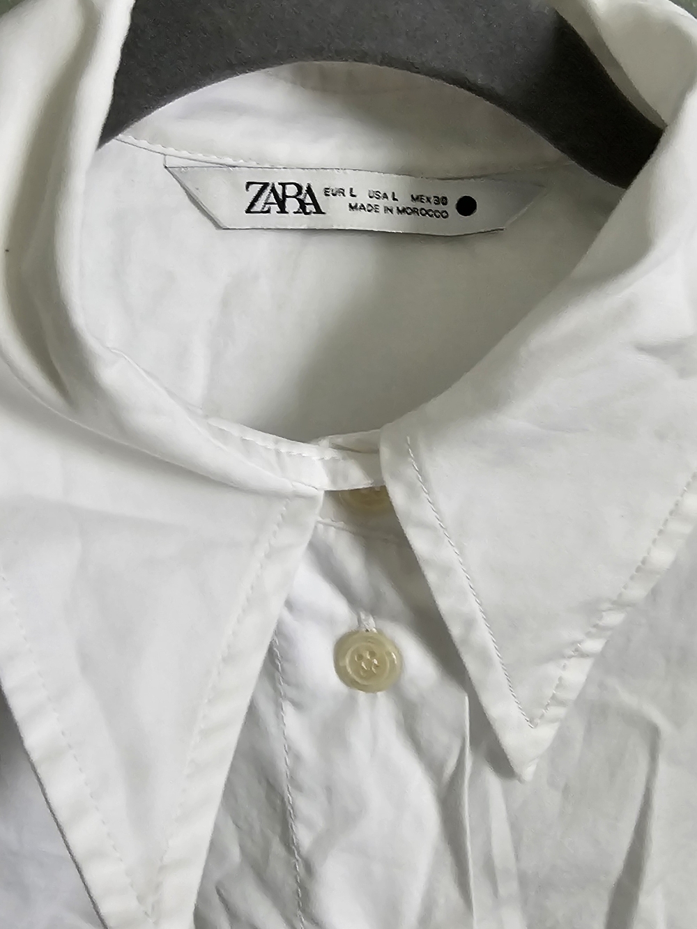 ZARA Women White Button-Down Dress Shirt